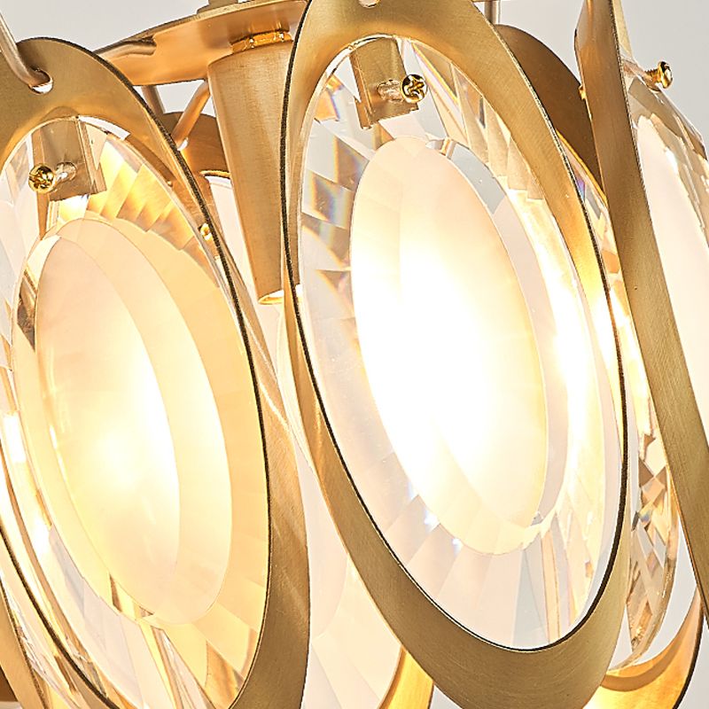 Modern Oval Shaped Wall Lighting Metallic 1 Light Living Room Golden Wall Light Fixture with Clear Crystal Deco