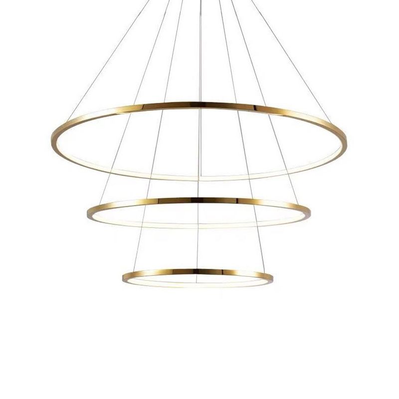 Multi Layer Round Shade Hanging Light Modern Style Metal Pendant Light in Gold