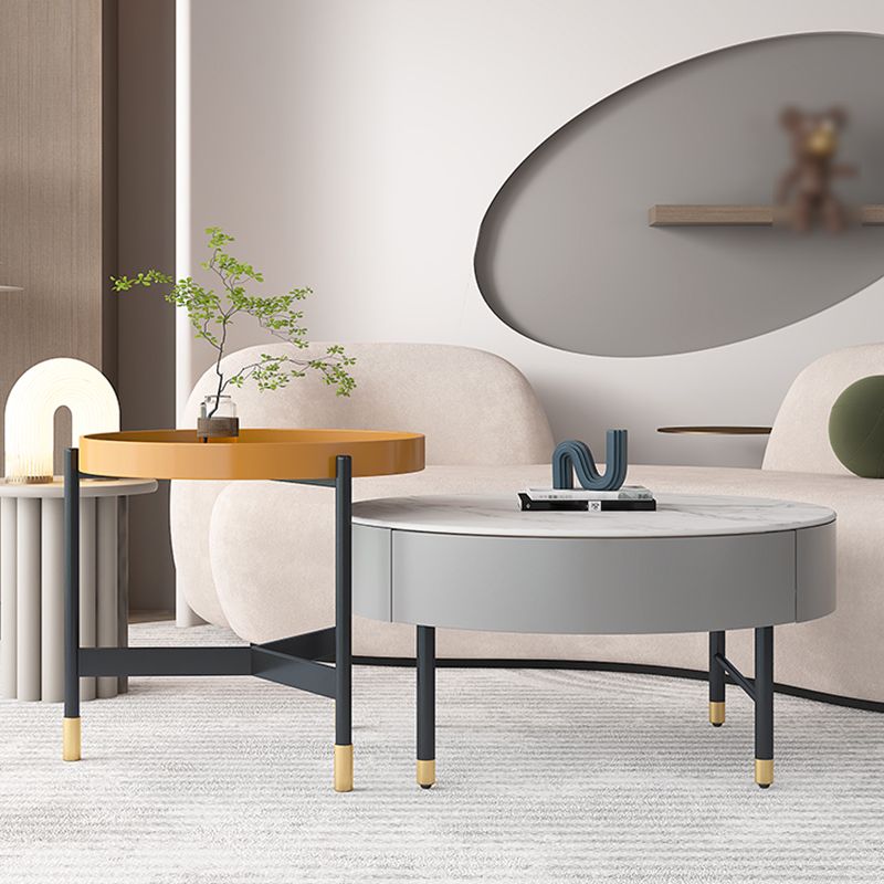 Modern Round Nesting Coffee Table Set Frame Coffee Table with Storage