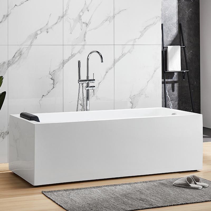 Modern Freestanding Rectangular Bath Tub Acrylic Home Bathtub in White