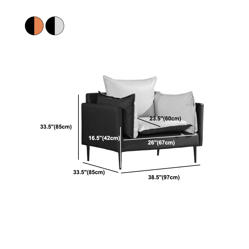 Faux Leather Sofa 33.46" D x 33.46" H Square Arm Sofa for Living Room