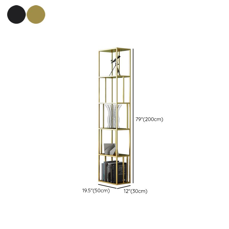 Glam Metal Open Back Bookcase Standard Bookshelf with Shelves