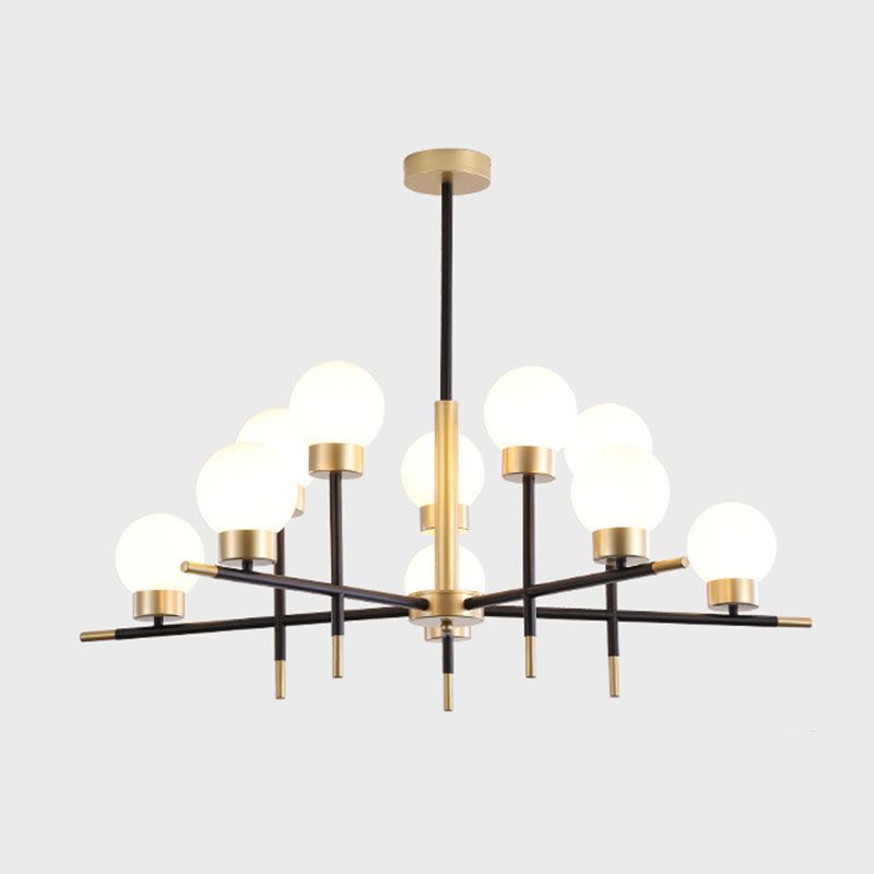 Postmoderne Metallkronleuchter Multi -Licht -Deckenkraut mit Glasschatten für Esszimmer