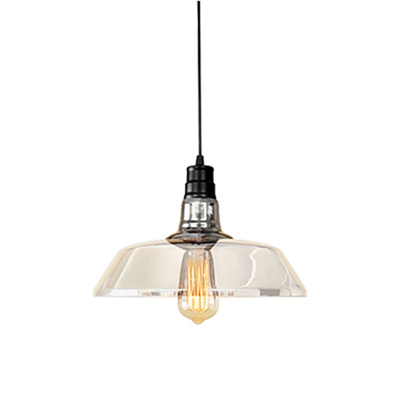 Glass Barn Shade Suspension Light Industrial-Style 1-Bulb Restaurant Pendant Light