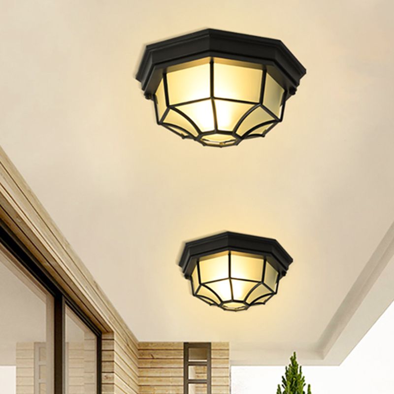 Lampe encastrée de Style moderne, abat-jour octogonal en verre, plafonnier de cour