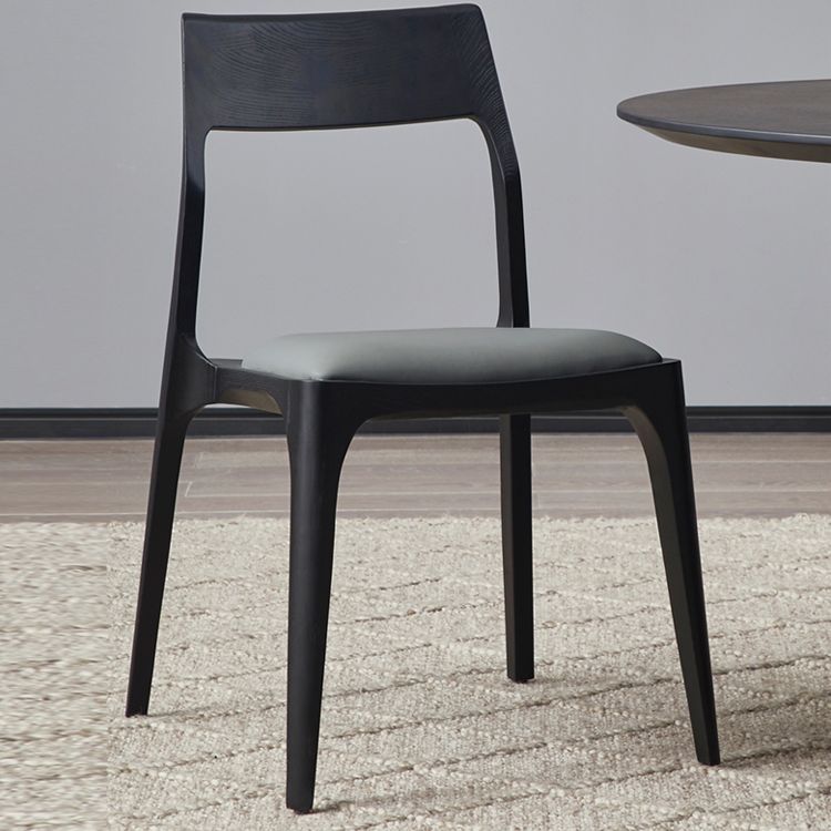 Silla de comedor de estilo escandinavo de madera, silla lateral de comedor acolchada con respaldo abierto para el hogar