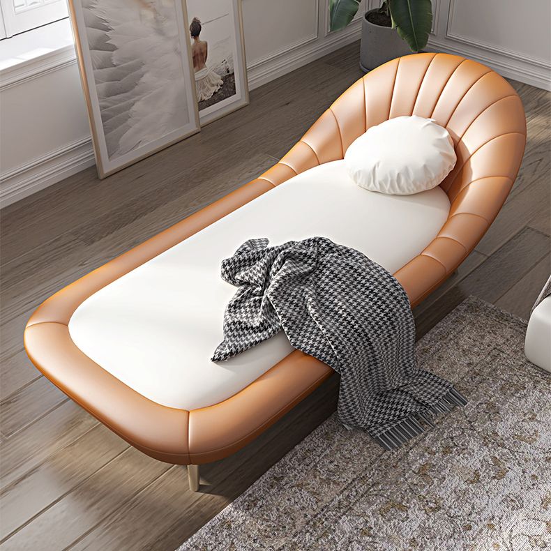 Contemporary Upholstered Solid Color Genuine Leather One Armed Chaise Lounge Couch