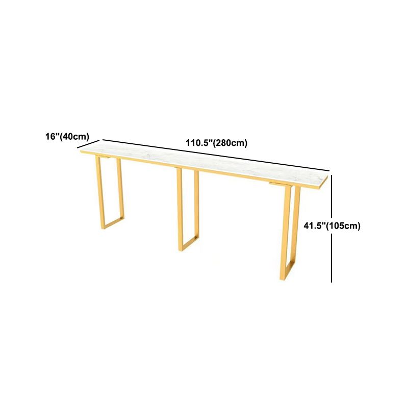 Rectangular Artificial Marble Top Bar Table Luxurious Bar Table with Metal Base in Gold