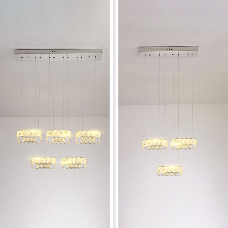 Luz de colgante cuadrado Luminación de la isla de cocina contemporánea con sombra de cristal
