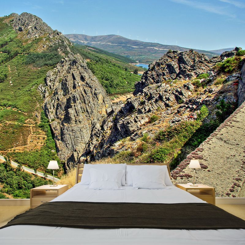 Mountain Landscape Mural Wallpaper for Living Room Bedroom Decor in Soft Color