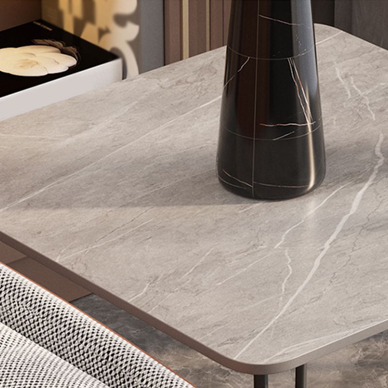 Square Marble Top End Table Metal Frame Sofa Side End Table with Shelf