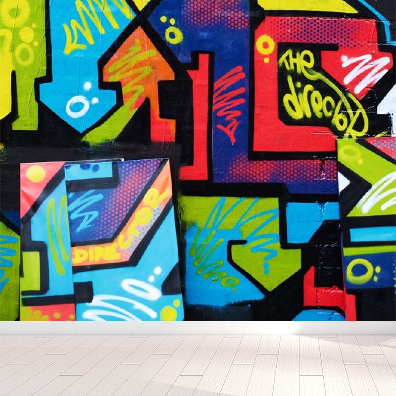 Art mural non tissé de couleur claire de graffiti extra large pour la décoration intérieure, personnalisé