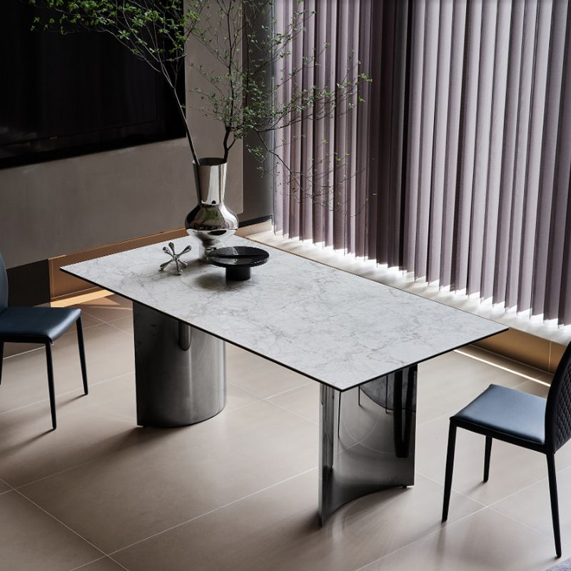 Simple Style Dinette Table Rectangle Stone Dinner Table for Kitchen