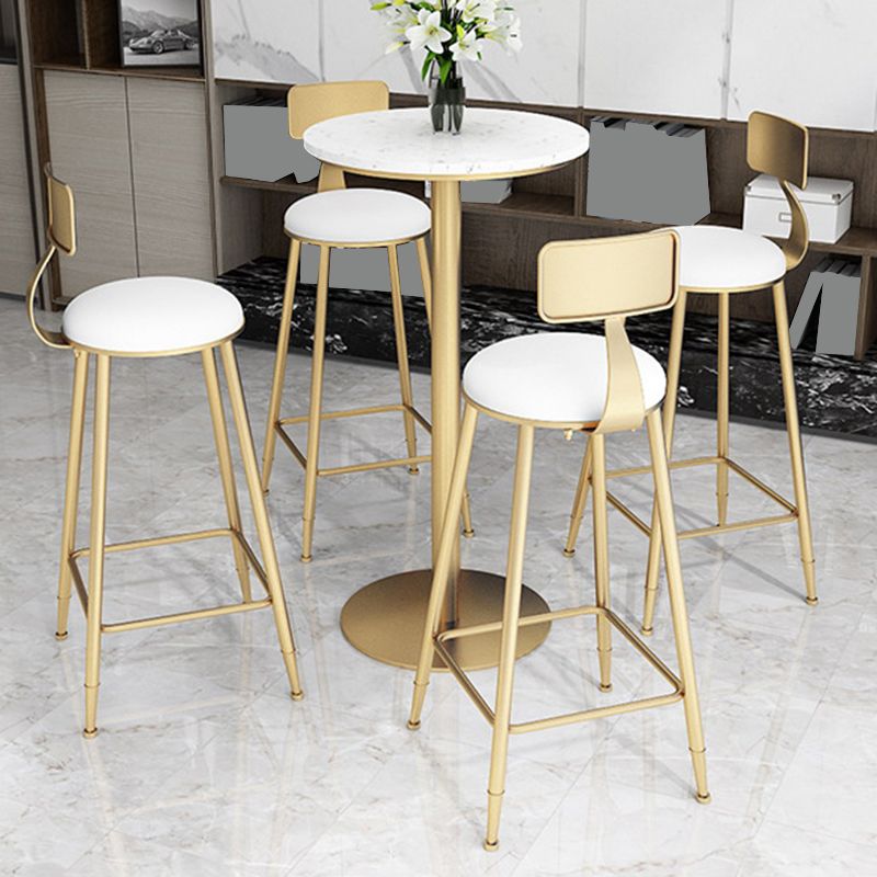 Contemporary Dining Stools Glam Metal Bar Stools with Footrest