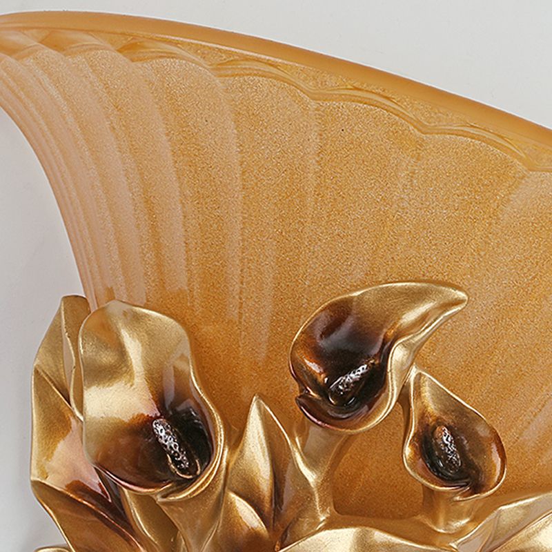 Sandblasted Glass Flared Wall Light Vintage Style 1 Bulb Golden Sconce Light Fixture