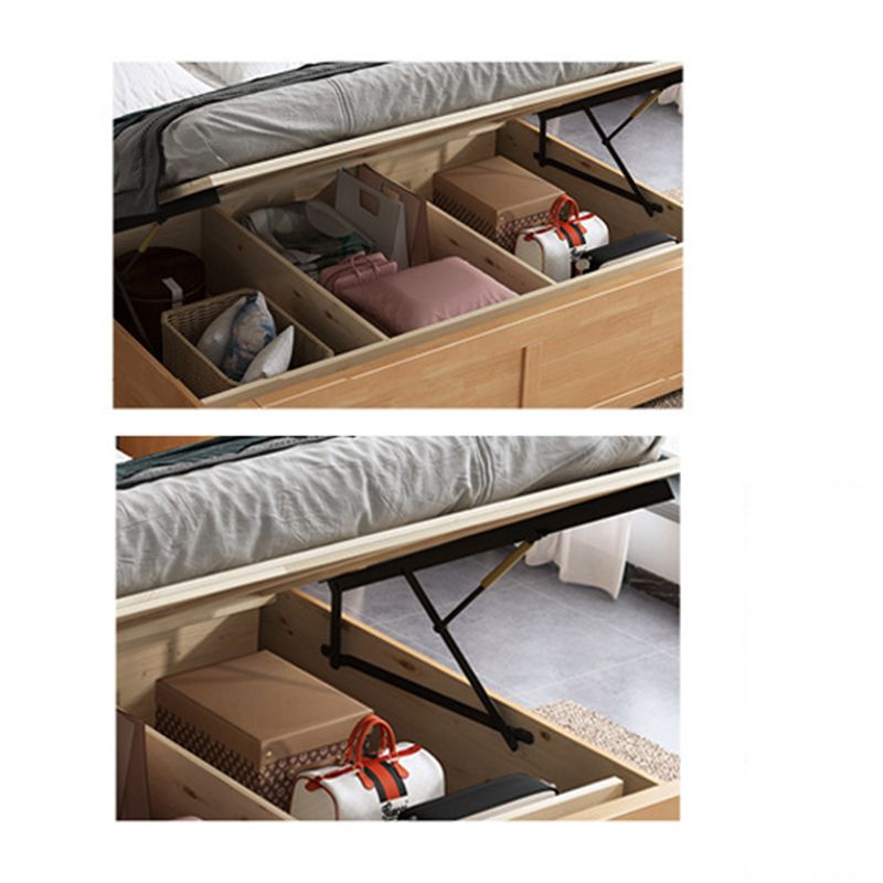 Solid Wood Standard Bed with Headboard Panel Bed Contemporary