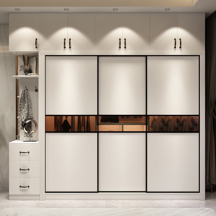 White Engineered Wood Wardrobe Closet Contemporary Wardrobe for Bedroom