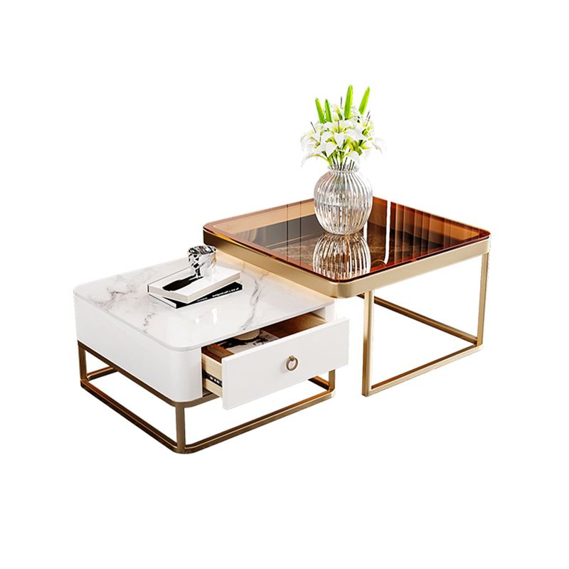 Frame Frame Coffee Table Glam Square Cocktail Table with Drawer