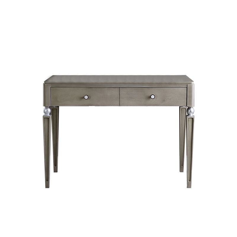 Traditional Mirrored Vanity Set Light Brown Solid Wood Dresser