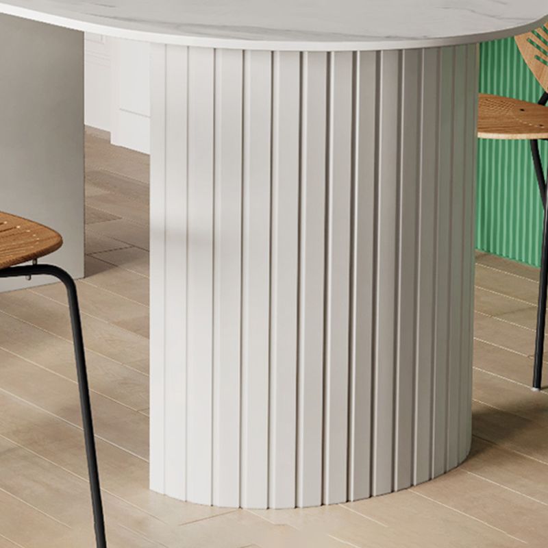 Metal Modern Oval Dining Table White Sintered Stone Table for Dining Room and Kitchen