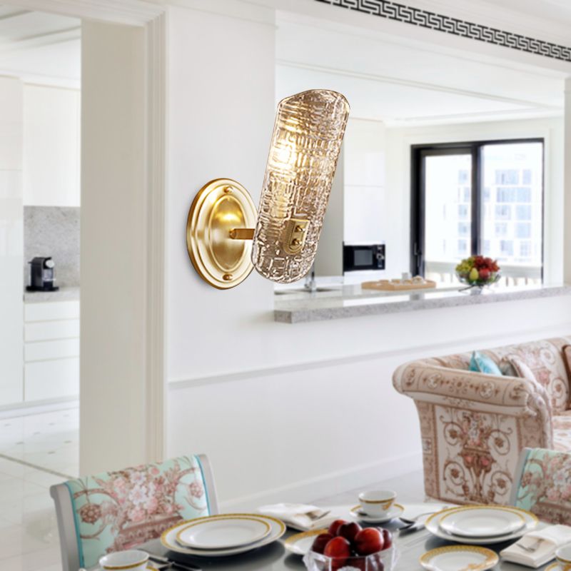 Simple Shield Wall Sconce Light Prism Crystal 1/2 Lights Corridor Wall Mount Light in Brass