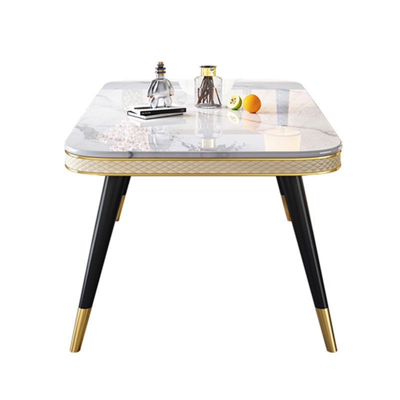 Tavolo in marmo in stile moderno con tavolo bianco e 4 gambe nere base per uso domestico
