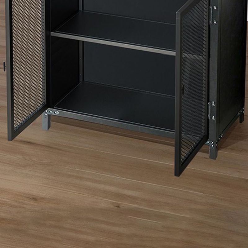 Black Industrial Accent Cabinet with Doors and Bar Pulls Storage Cabinet