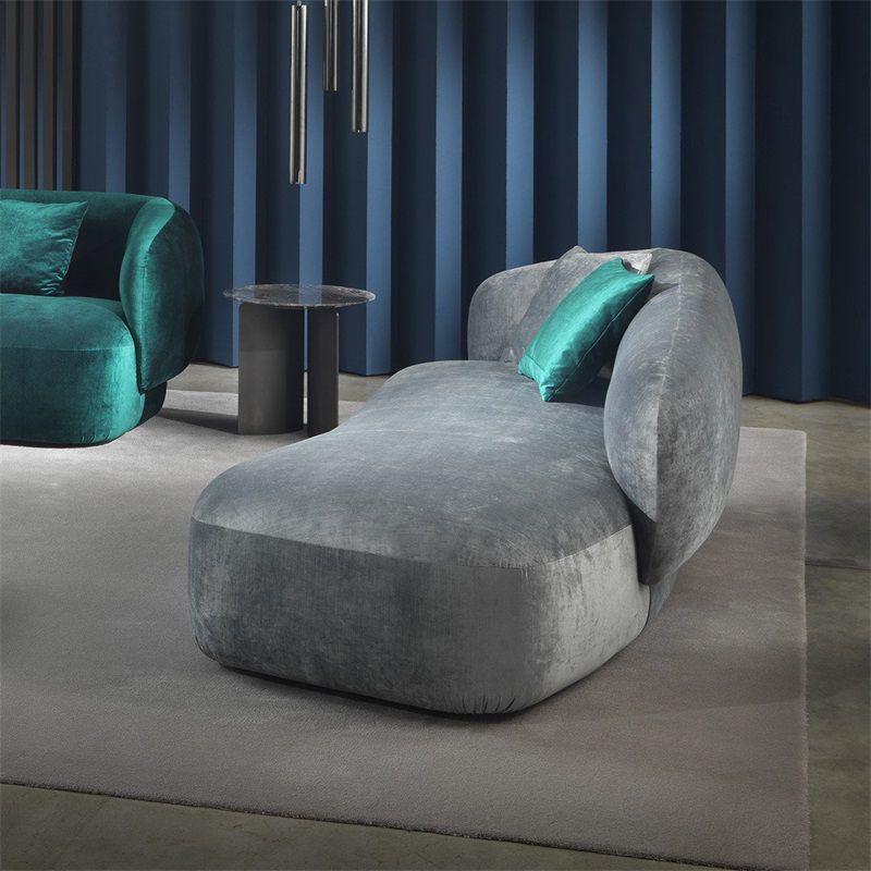 Modern Chaise Lounge Couch Recessed Arm Chaise Lounge  with Pillows