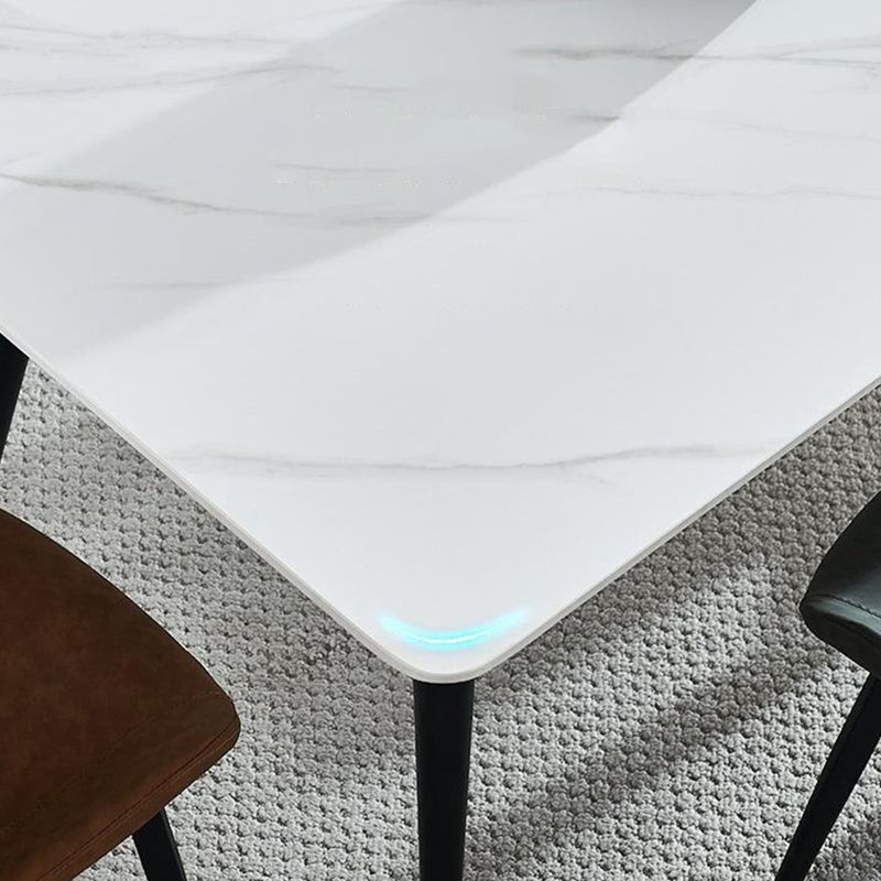 Rectangle Dining Table Industrial Stone Top Dining Table with 4 Legs