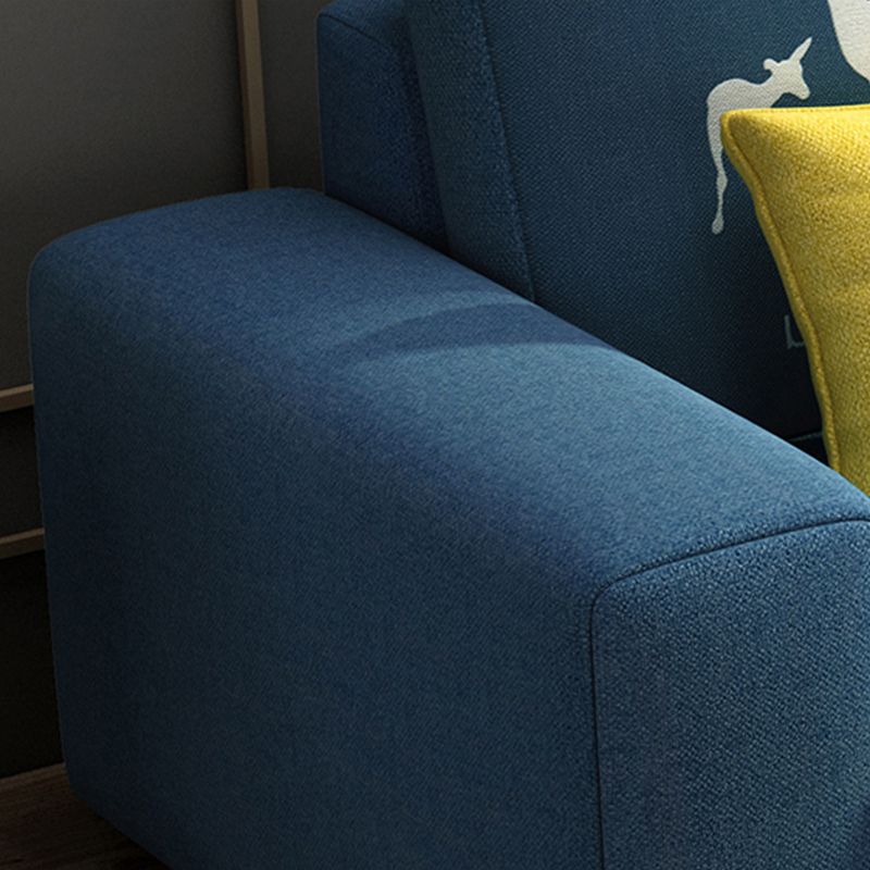 Cotton Blend Sofa and Faux Leather Square Arm Pillowed Back Cushions Sectionals