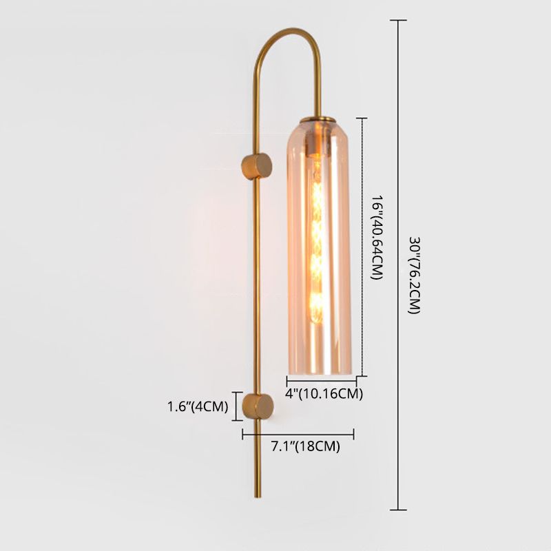 Contemporary Tubular Wall Lights 1 Bulb Living Room Sconce Light Fixture