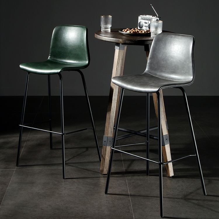 Contemporary Style Low Back Upholstered Bar Stool with Metal Legs
