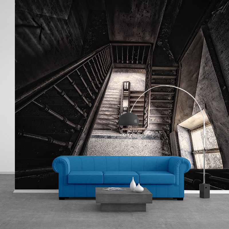 Lift Wallpaper Space Extension Mural in Light Color Wall Covering for Living Room