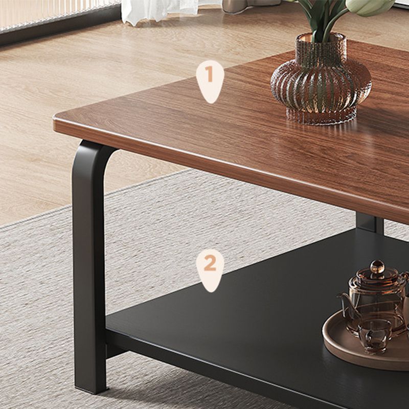 4 Legs Rectangular Coffee Table Contemporary Shelf Included Cocktail Table