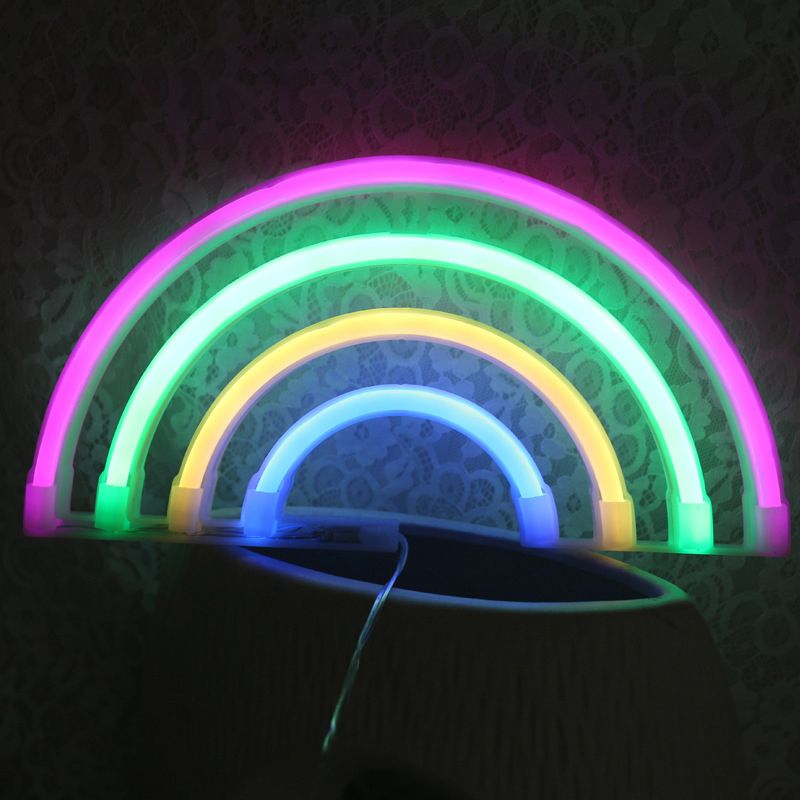 Lampada notturna di plastica arcobaleno creativa creativa illuminazione notturna a parete bianca a led USB per comodino