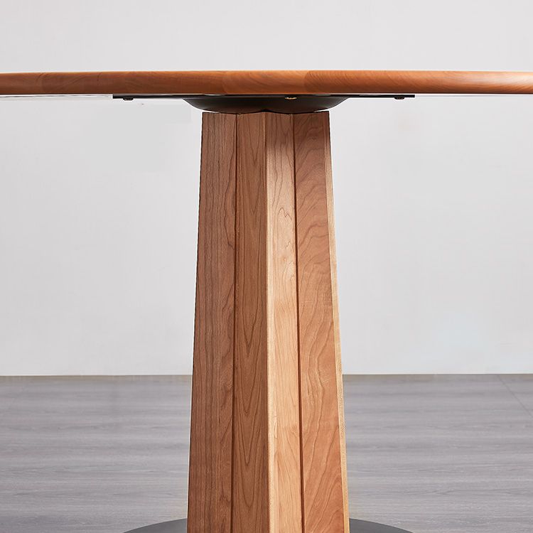 Solid Wood Round Dining Table Simplicity Dining Table with Pedestal Casual
