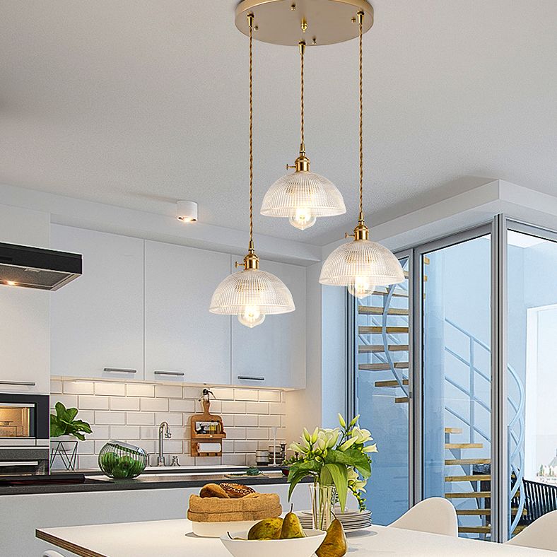 3 Lights Multi Light Pendant Modern Simple Prismatic Glass Hanging Light for Restaurant
