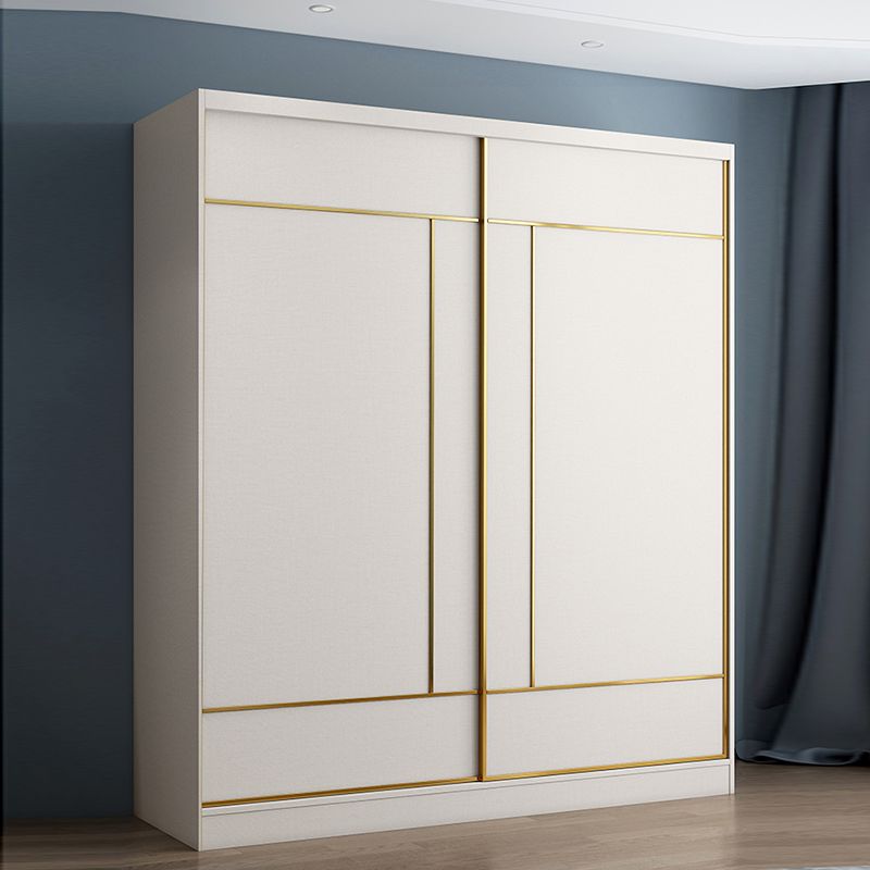 White Colour Wooden Wardrobe Cloth Rod Included Wardrobe Closet for Home