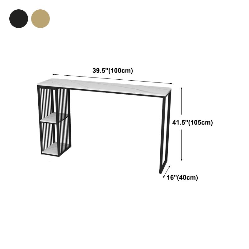 Living Room Modern Patio Bar Table Marble Rectangle 2-shelf Sled Bistro Bar Desk
