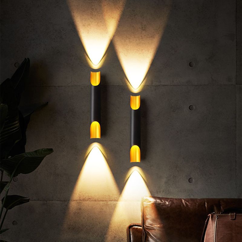 Luz de pared cilindroide negra y dorada en lámpara de pared de aluminio lacado en estilo creativo moderno
