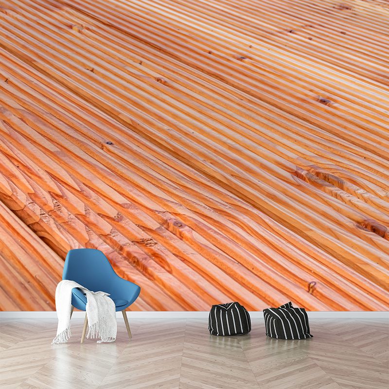 Wooden Photo Removable Mural Wallpaper Moisture Resistant for Guest Room