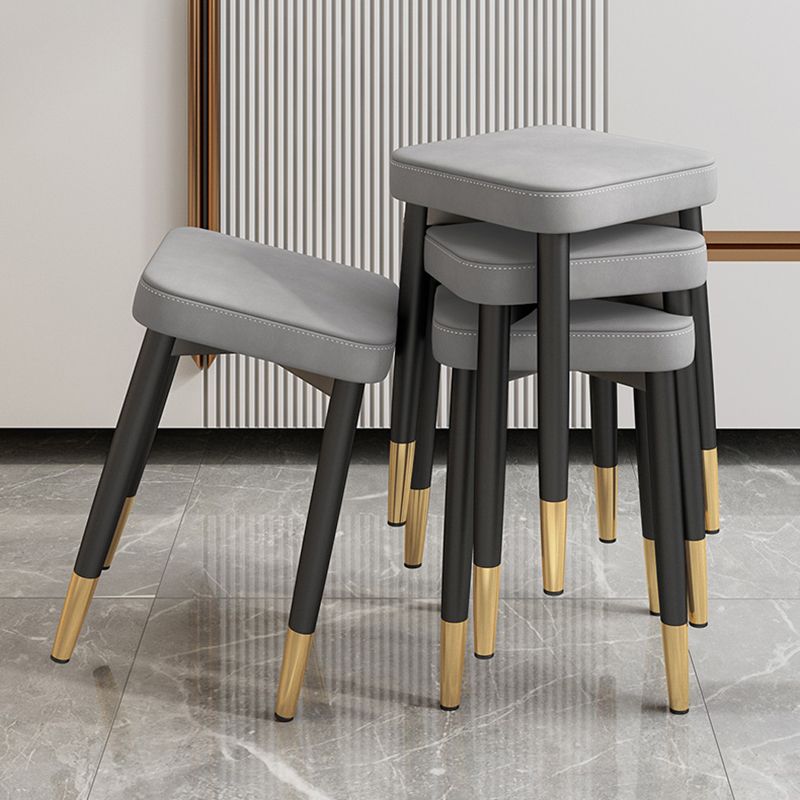 Faux Leather Glam Ottoman Square Pure Color Fade Resistant Cube Ottoman