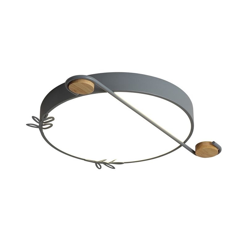 16"/19.5" Wide Drum Metallic Flushmount Lighting Simple Black/Grey/White LED Ceiling Light Fixture for Bedroom