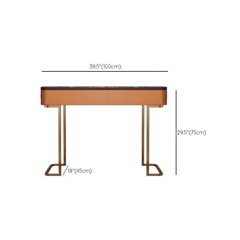 Glam Bedroom Makeup Vanity Desk Faux Leather Vanity Dressing Table