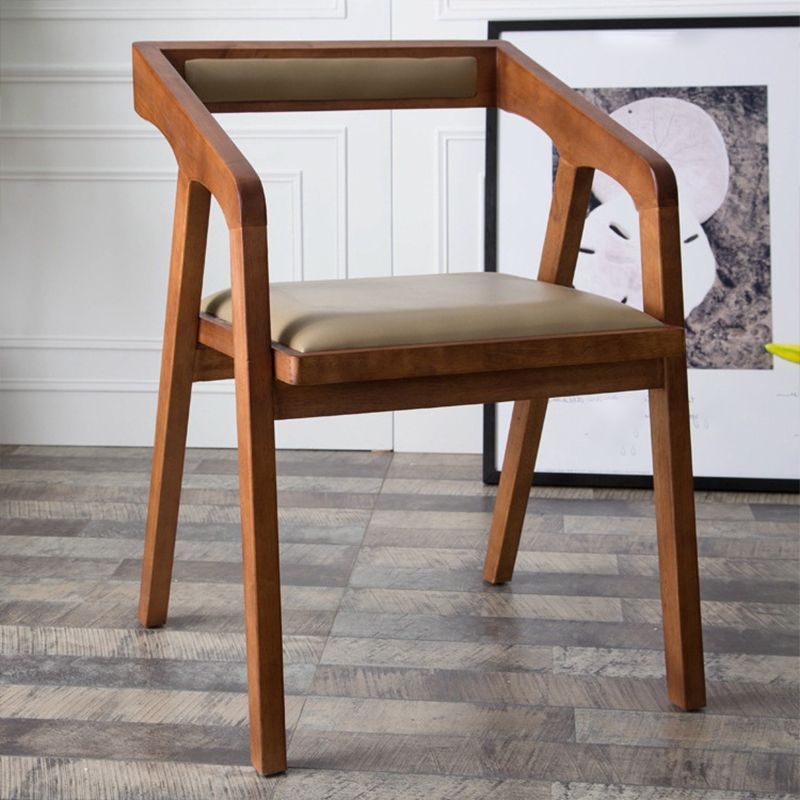Contemporary Kitchen Dining Armchair Wood Side Dining Chairs in Brown