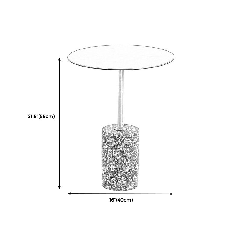 Contemporary Metal Round Side End Table with Single Terrazzo Base