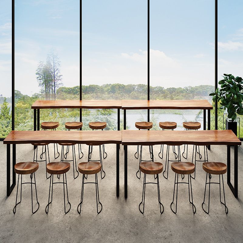 Industrial Style Rectangle Bar Table Pine Solid Wood Bar Dining Table