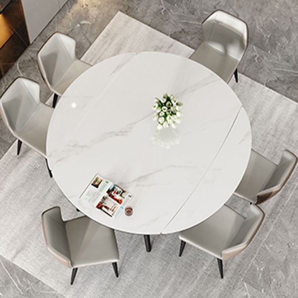 Modern Simple Dining Table Sintered Stone Dinner Table with Wooden Base