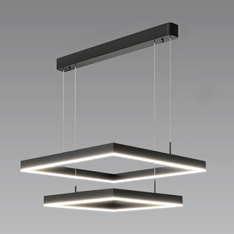 Luces colgantes colgantes de aluminio lámparas de colgación negras modernas de 2 niveles para sala de estar