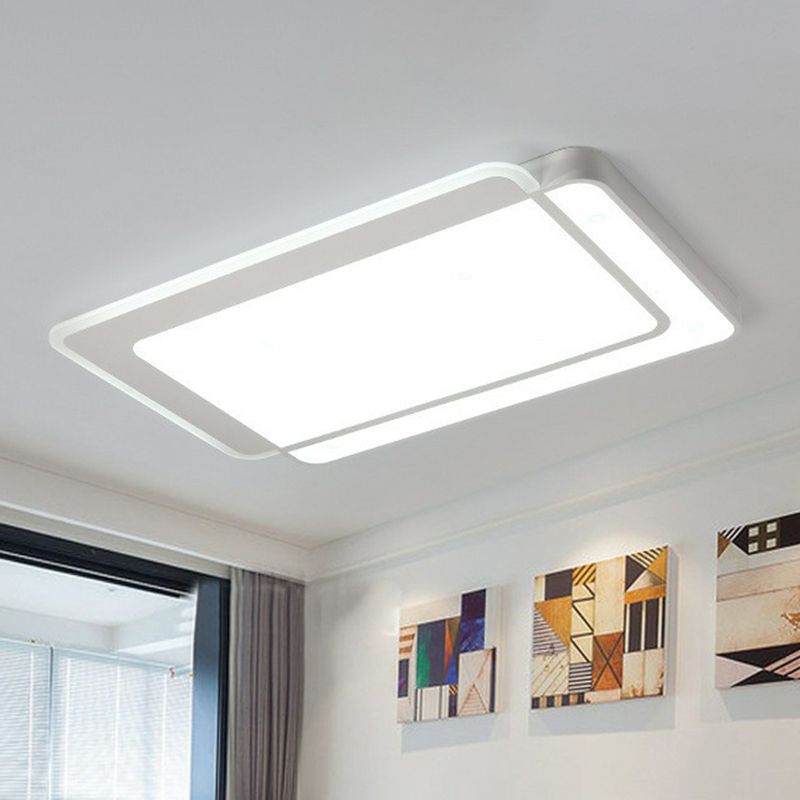 Plafonnier encastré ultra-mince luminaire contemporain en acrylique pour salon LED en blanc